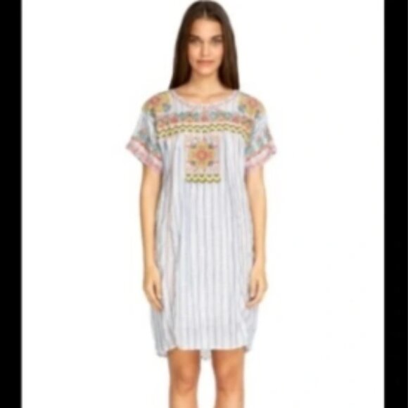 JOHNNY WAS Workshop Tamia Peasant Tunic Dress in Stripes Medium🆕⌚📦🏃💨🚚 - Picture 2 of 13